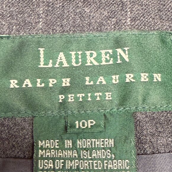 EUC Women's LAUREN RALPH LAUREN Wool Pinstripe 3-Button Gray Blazer | Size 10P - Picture 7 of 10
